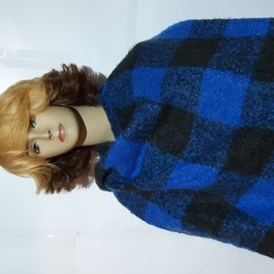 Blue and black Shawl one Size fits all.